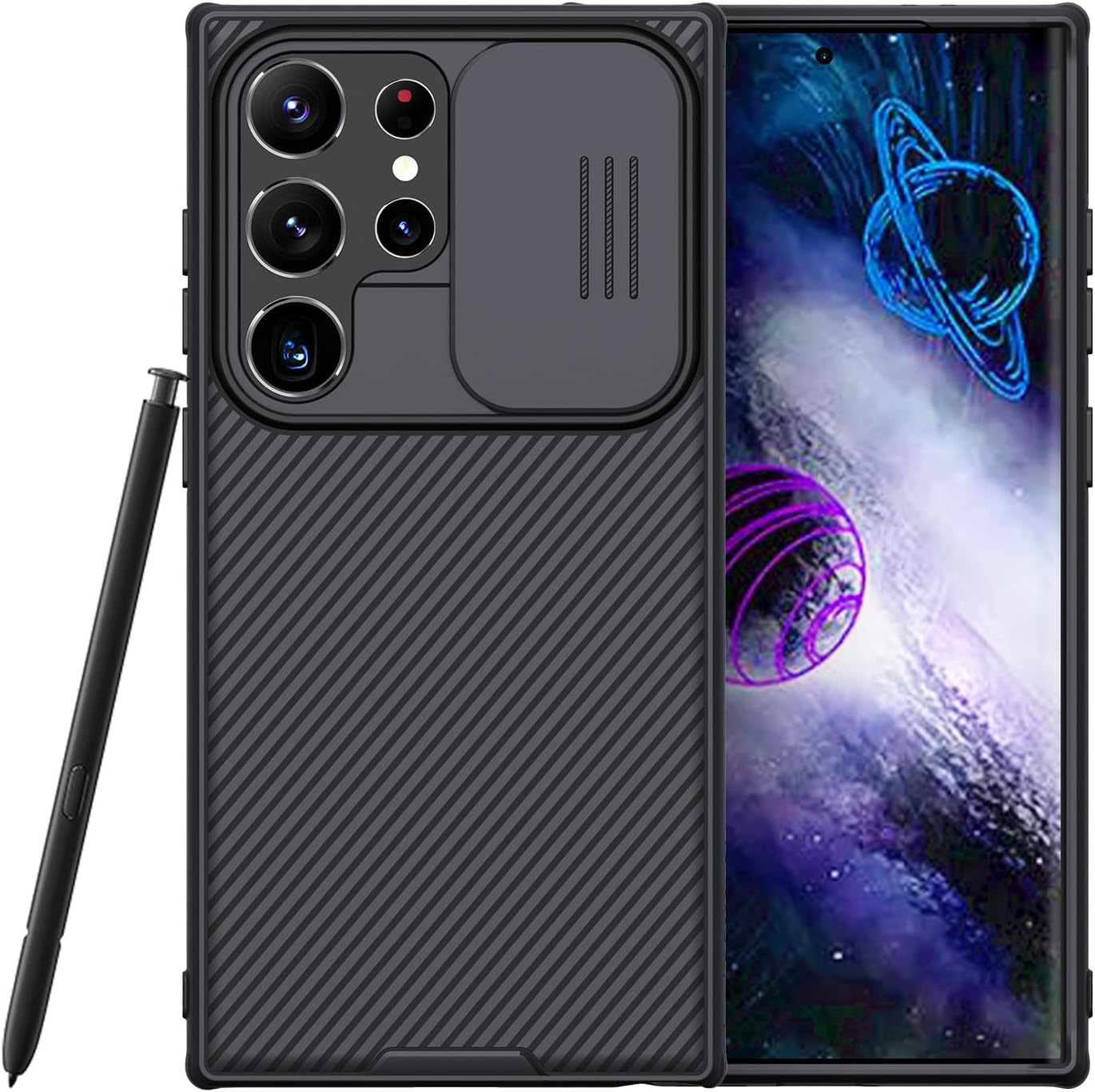 适用三星 Galaxy S24 UItra/盖世S23手机壳硅胶边简约滑盖镜头隐私高端商务防指纹油脂防摔全方位保护套