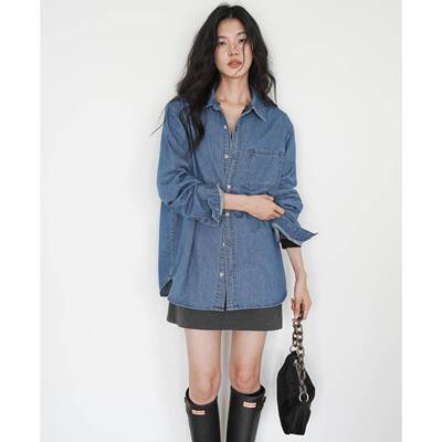 EIGHTHMONTH 牛仔衬衫外套女2024新款早秋新款长袖百搭开衫上衣