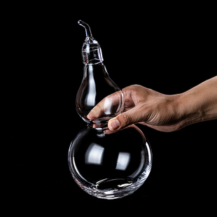 人工吹制水晶玻璃葫芦带盖酒瓶家用小号斜口白酒分酒器红酒醒酒器