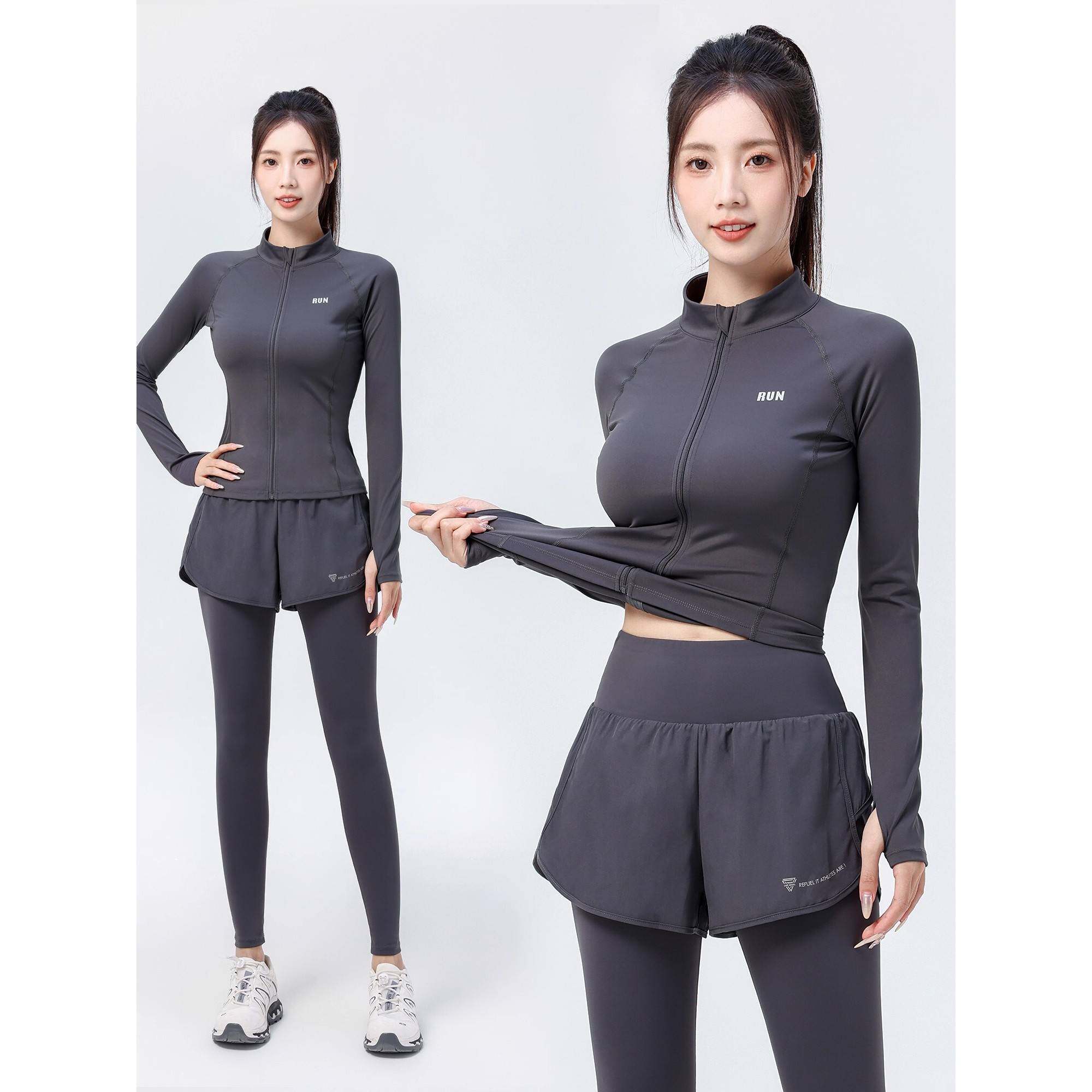 法国女性运动套装2025新瘦身Look速干瑜伽服健身房跑步专业训练服