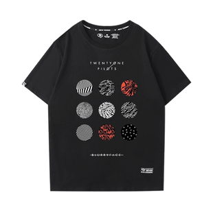 欧美二十一名飞行员Twenty One Pilots摇滚乐T恤男女宽松潮流短袖