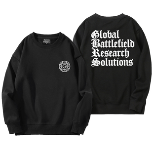 gbrs Group安保主题GBRS靶心印花圆领卫衣男生军迷战术秋冬上衣服