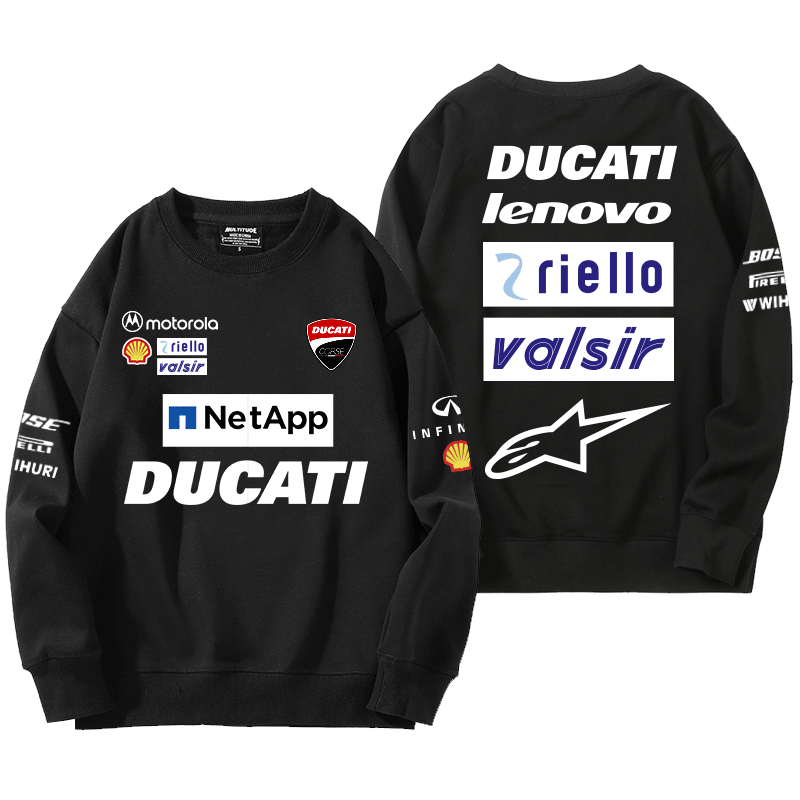 DUCATI杜卡迪摩托车爱好者重机车周边圆领卫衣男女秋冬加绒上衣服