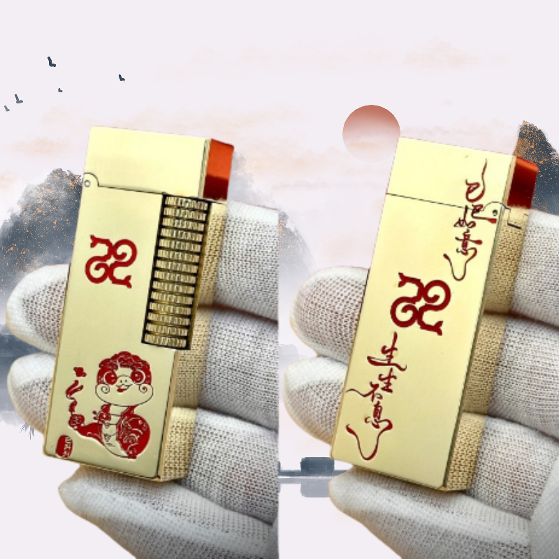 quercia黄铜游龙侧滑煤油打火机复古战壕手工机男士礼品激光雕刻