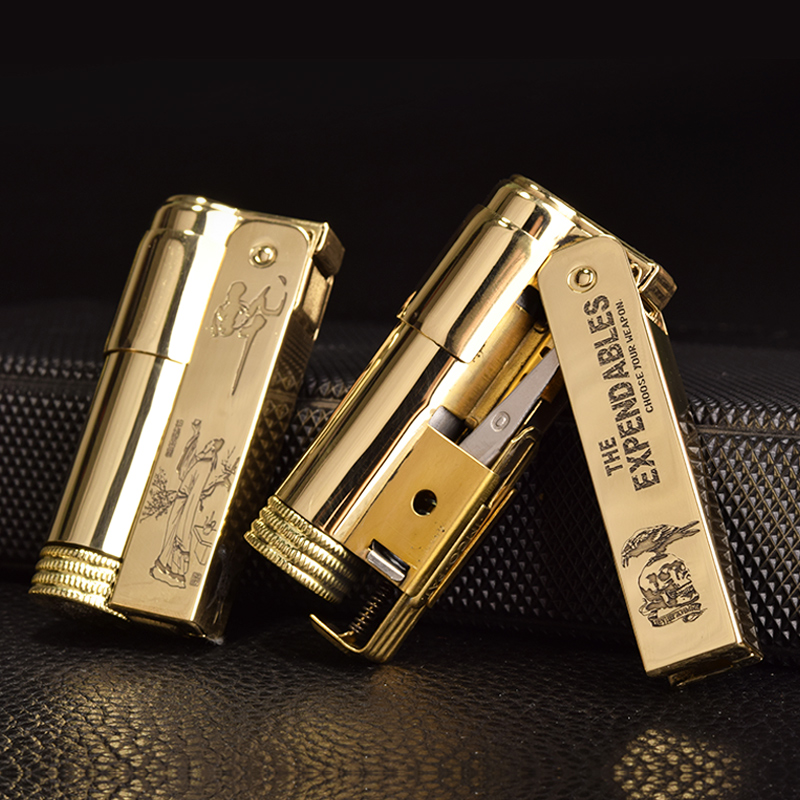 【quercia旗舰店】6700精雕枪栓黄铜按压老式复古情怀煤油打火机