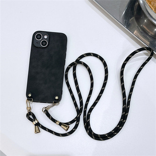 斜挎绳苹果16promax手机壳15适用14pm肤感13por挂脖12新11pormas简约7plus差x8平xr纯色xsmax男士se女mini1