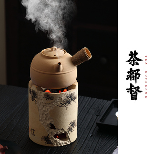 茶都督潮州白泥砂铫煮水壶纯手工烧水橄榄炭炉侧把围炉煮茶碳炉
