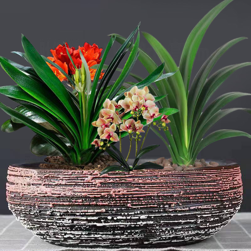 陶瓷透气手绘盆复古风多肉植物