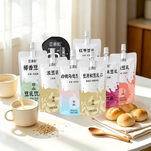豆源和豆乳低糖低脂早餐豆奶饮品