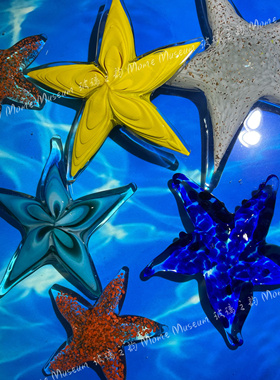 玻璃之韵五角星海浪花琉璃摆件家居装饰品客厅桌面创意工艺品