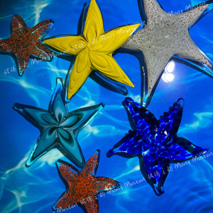 玻璃之韵五角星海浪花琉璃摆件家居装饰品客厅桌面创意工艺品