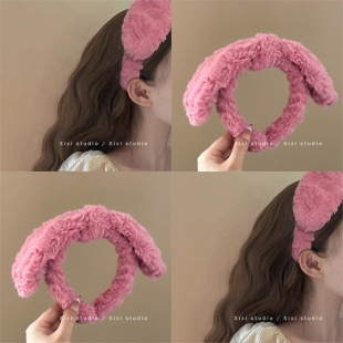 小兔耳朵!软糯毛绒发箍!可爱外出头箍甜美百搭减龄头饰盘发器女