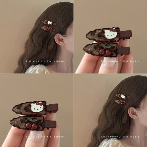 复古红豹纹发夹碎发无痕夹