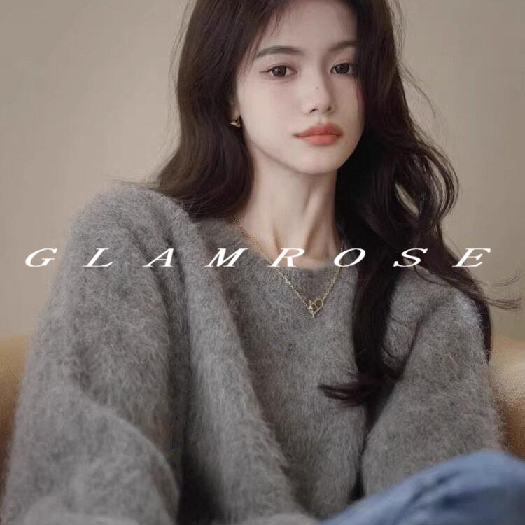 法式慵懒灰色水貂绒加厚毛衣女