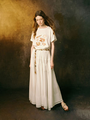 INGE半裙法式波浪边琴褶