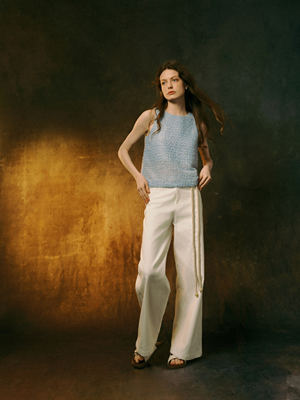 钻片镂空INGE小香风无袖上衣