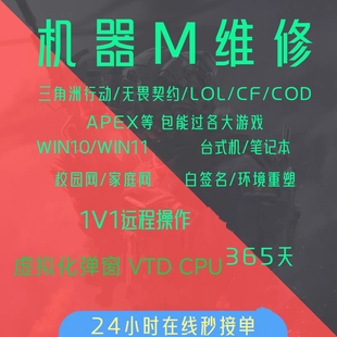 电脑机器码维修三角洲无畏契约CF暗区LOL故障远程