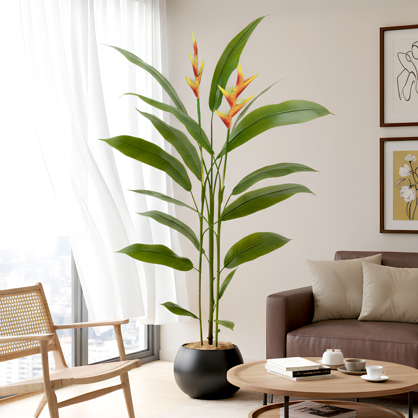 仿真绿植天堂鸟室内沙发旁装饰盆栽客厅氛围植物摆件高级感仿生树