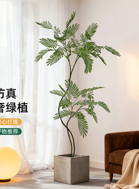沙发旁轻奢蓝花楹仿真盆栽摆件
