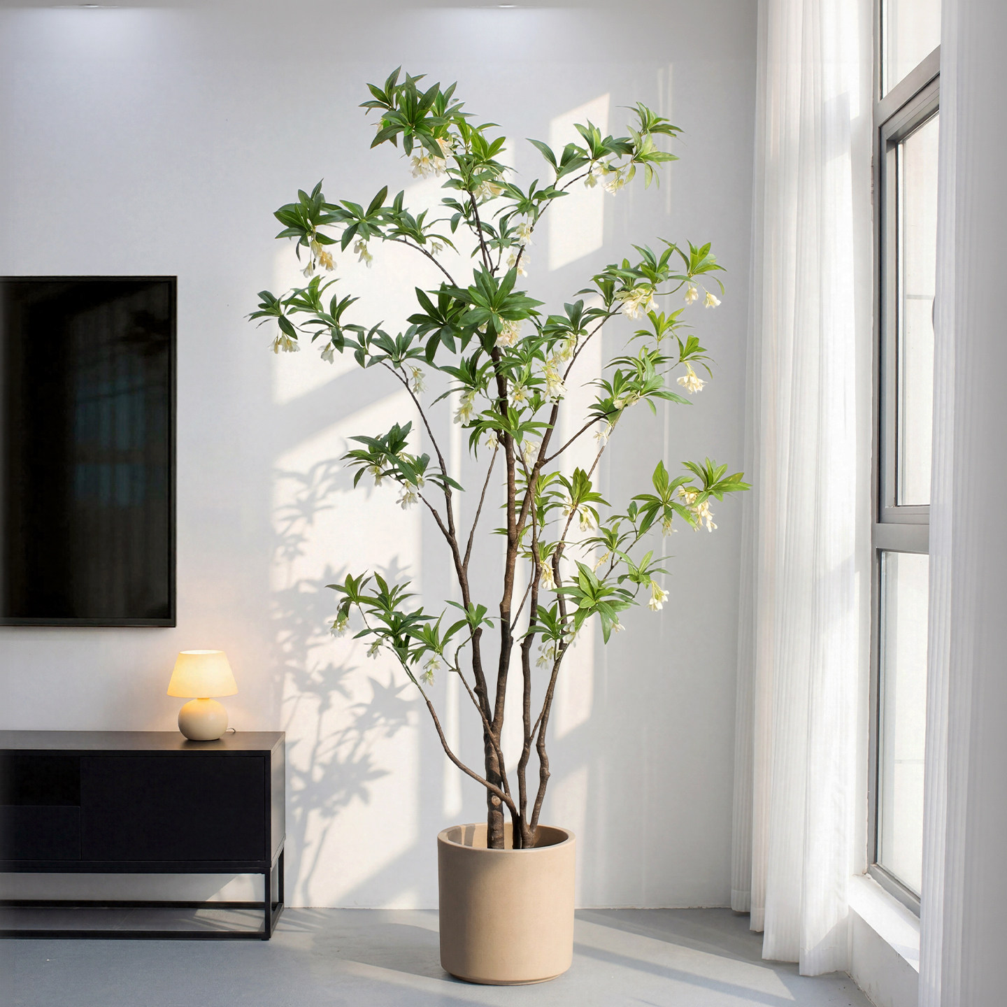 仿真假花植物高级感水石榕室内客厅电视柜旁逼真仿生绿植盆栽装饰