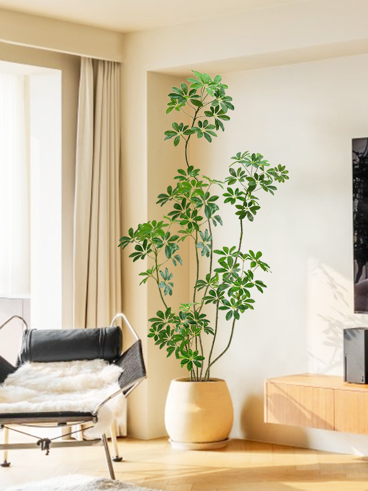 鸭脚木仿真绿植高端轻奢室内客厅仿生植物装饰落地大盆栽摆件假树