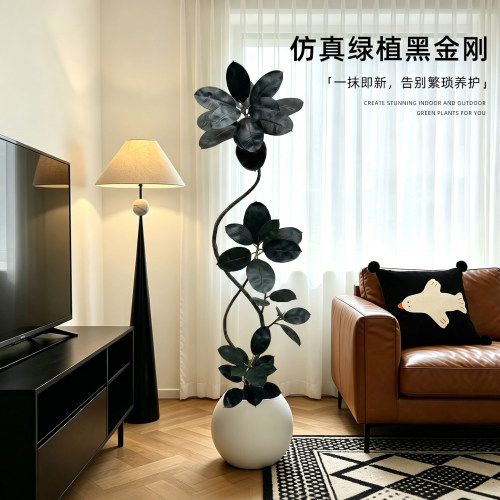 黑金刚橡皮树仿真绿植客厅装饰