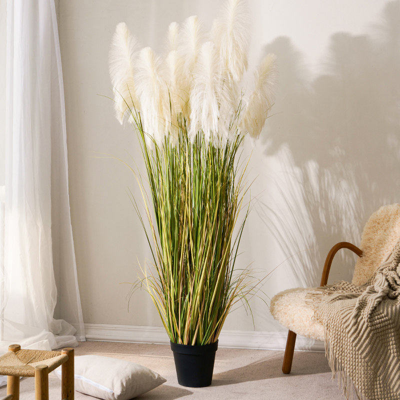 仿真芦苇草景观植物造景室内仿真花楼梯下拐角角落网红假绿植造景