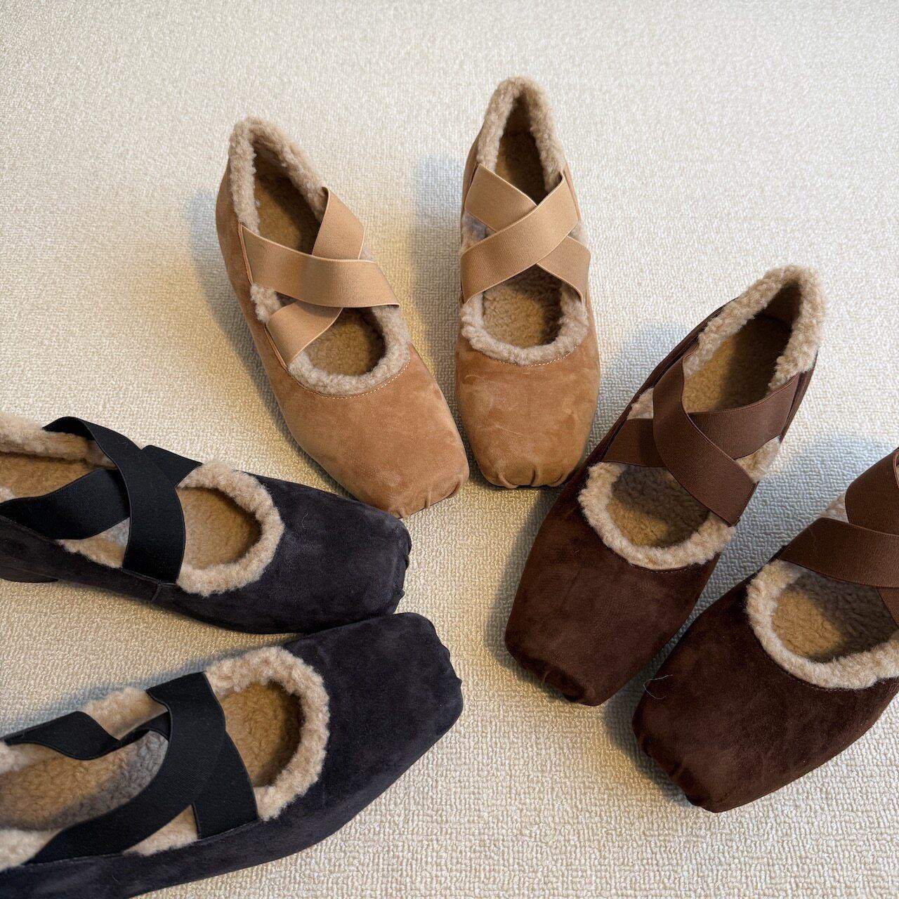 毛毛芭蕾玛丽珍鞋女加绒秋冬绒面交叉带猪鼻方头内增高单鞋,女鞋,时尚芭蕾鞋,淘宝优惠券,粉丝福利购,淘宝优惠卷