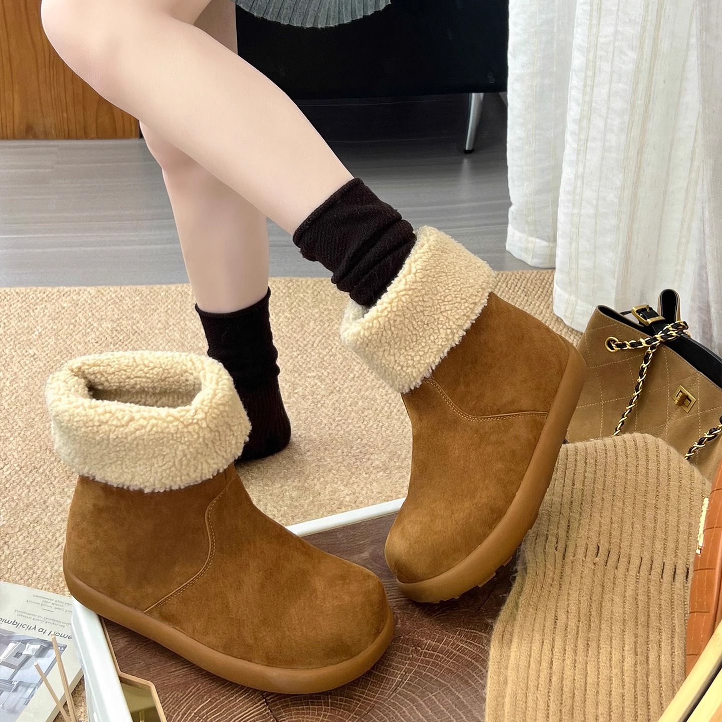 【现货退货宝】6CM内增高雪地靴