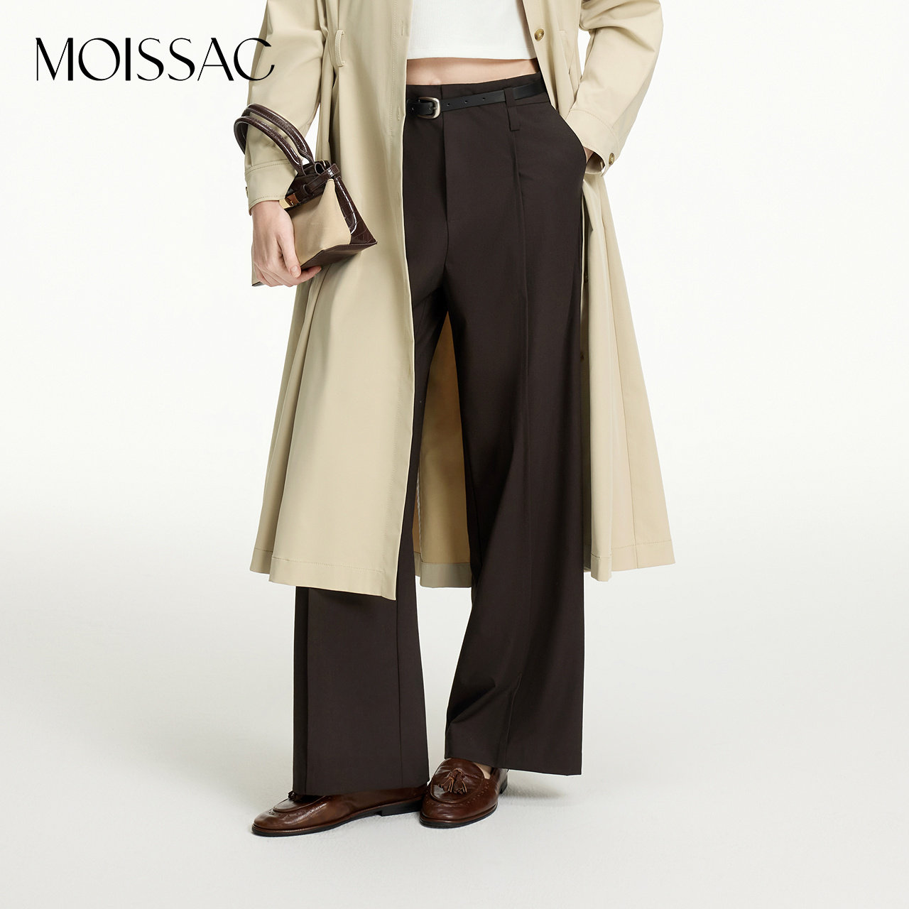 MOISSAC摩萨克秋款经典基础版型腰带收腰直筒正装长裤女,女装/女士精品,休闲裤,淘宝优惠券,粉丝福利购,淘宝优惠卷