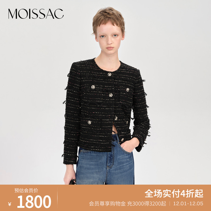 立体蝴蝶结粗花呢香风外套