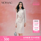 MOISSAC摩萨克秋无袖 暗纹旗袍连衣裙女 褶皱收腰国风新中式