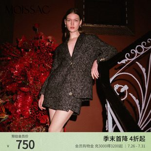 外套女 文艺粗花呢阔肩西装 商场同款 摩萨克博主同款
