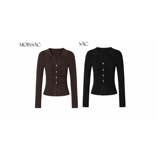 【七七酱直播间】MOISSAC/摩萨克 秋季法式通勤简约V领针织衫