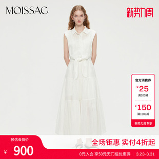 连衣裙女 fit通勤系带收腰无袖 摩萨克夏款 苎麻混纺clean