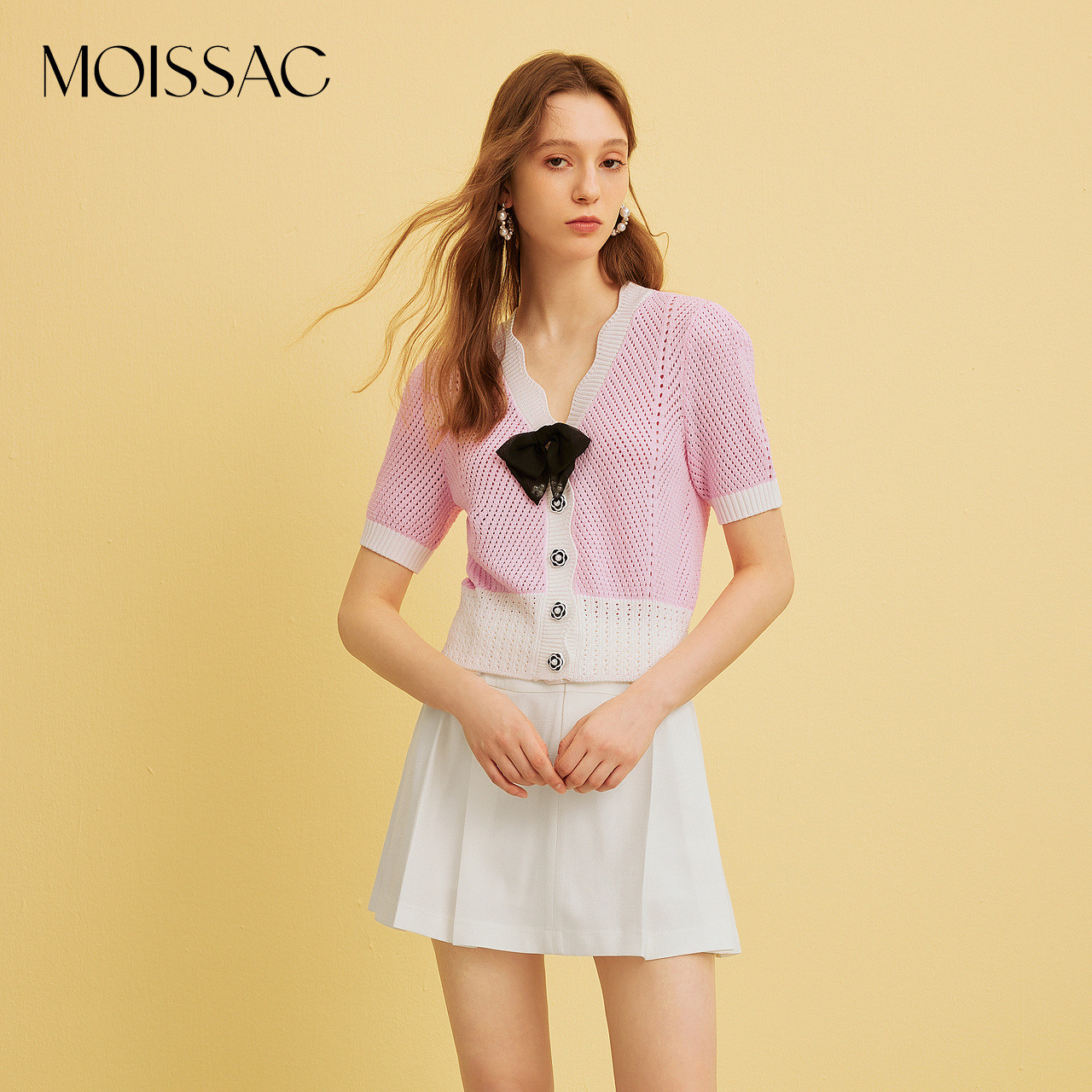 MOISSAC法式蝴蝶结针织衫