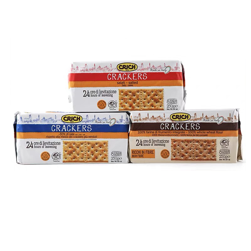 意大利无添加蔗糖可意奇梳打饼干原味咸味全麦消化苏打饼早餐250g
