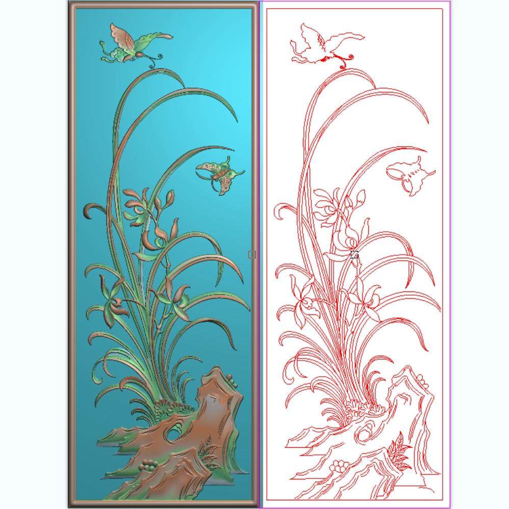 蝴蝶兰花精雕图灰度图浮雕精品花鸟餐椅背板竖板边板门板100x265,商务/设计服务,设计素材/源文件,淘宝优惠券,粉丝福利购,淘宝优惠卷