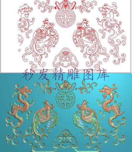 新款精雕图洋花蝙蝠寿办公台前板浮雕龙凤呈祥沙发床背板801x475