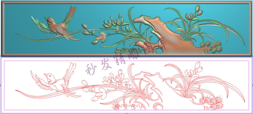 新款扶手外侧精雕图jdp沙发靠背上花茶几写字台兰花鸟围板419x93