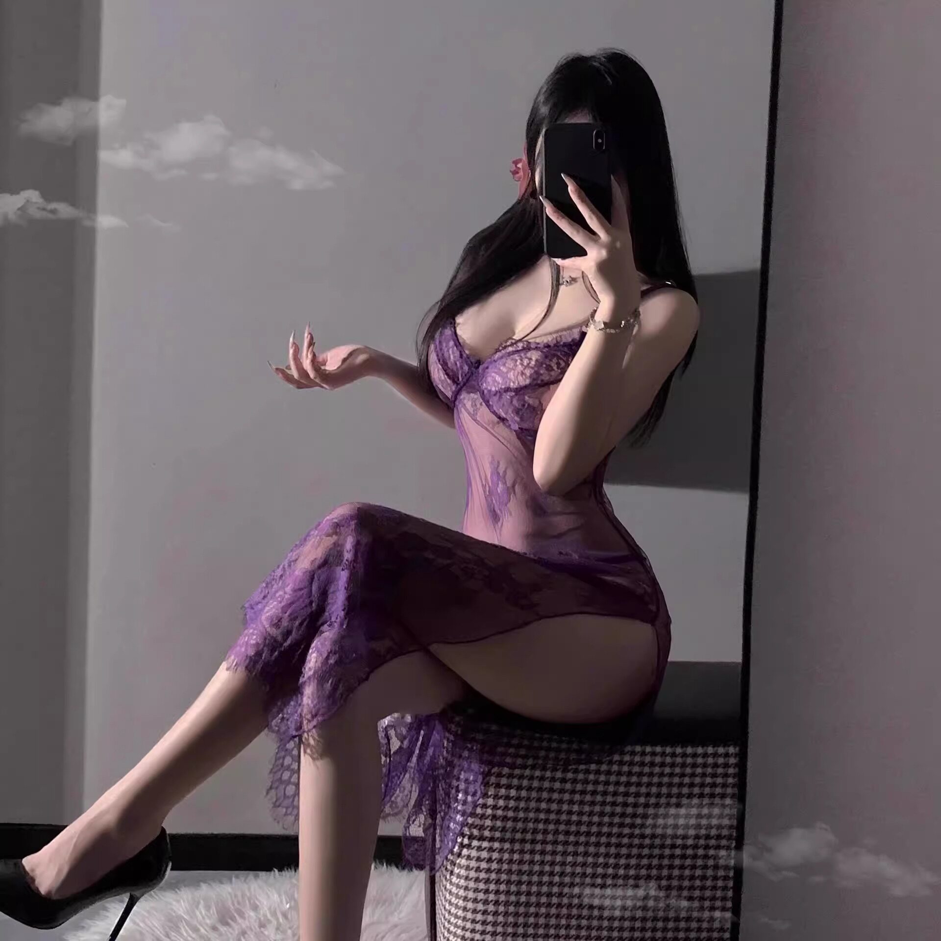 2026新款情趣内衣性感紫色蕾丝透视小胸诱惑装约会激情床上睡衣女