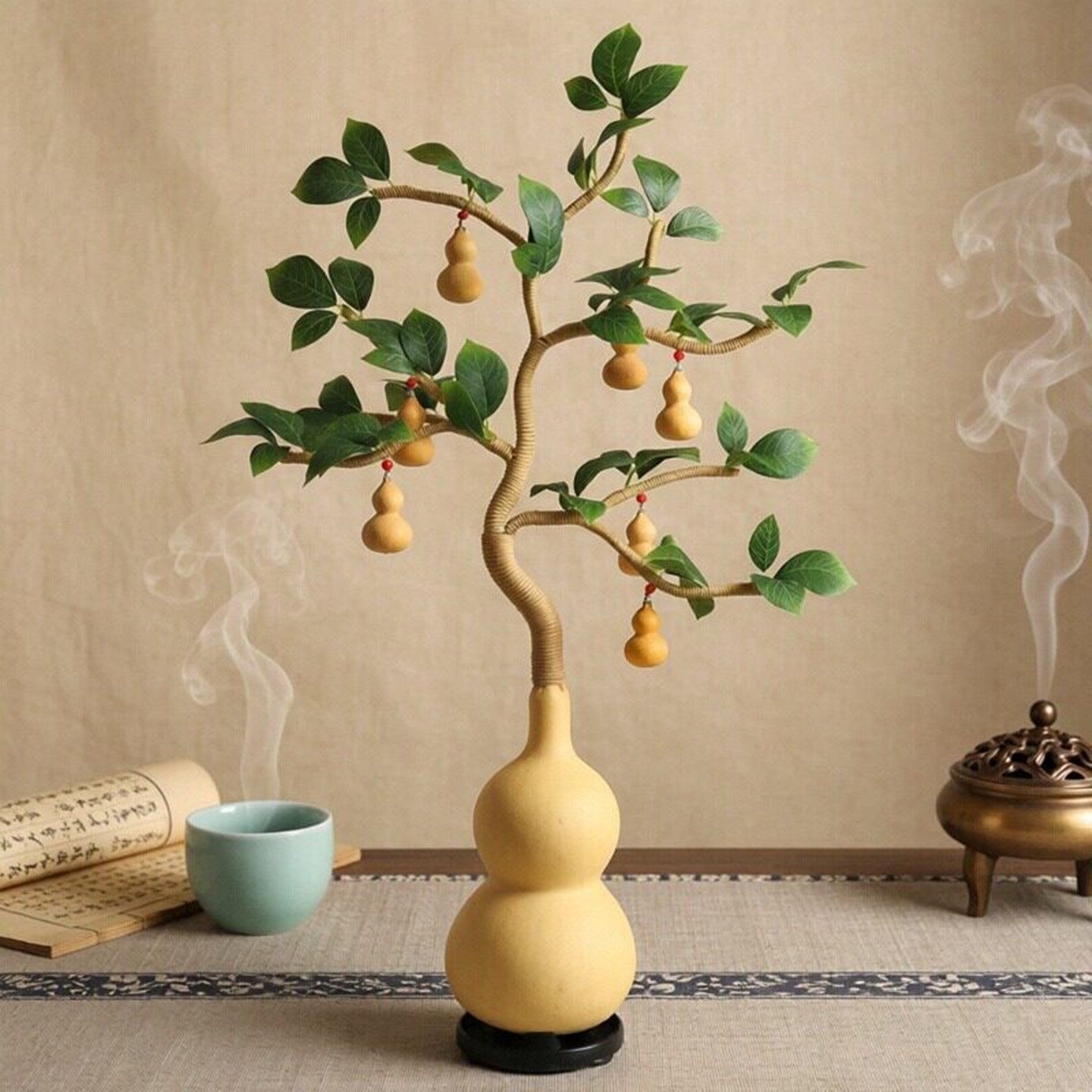 天然真葫芦纯手工编制大葫芦发财树带七个小葫芦家居客厅卧室摆件