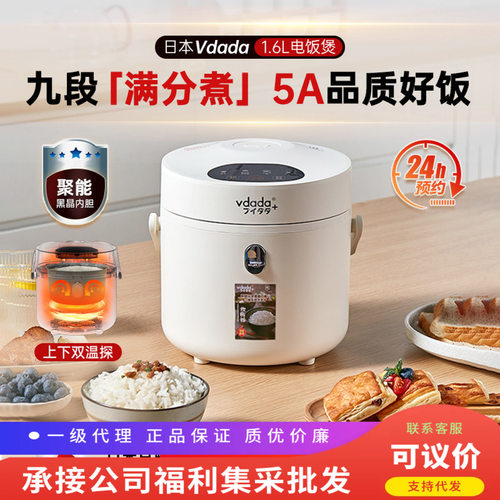 日本Vdada迷你电饭煲多功能家用1-3人小型智能1.6升可预约电饭锅