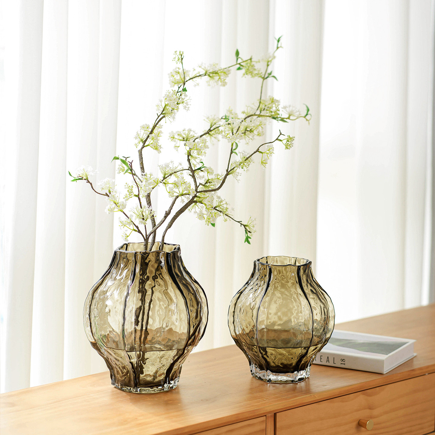 法式中古艺术感玻璃小花瓶透明水培绿植客厅插花摆件轻奢小众装饰,鲜花速递/花卉仿真/绿植园艺,花瓶,淘宝优惠券,粉丝福利购,淘宝优惠卷