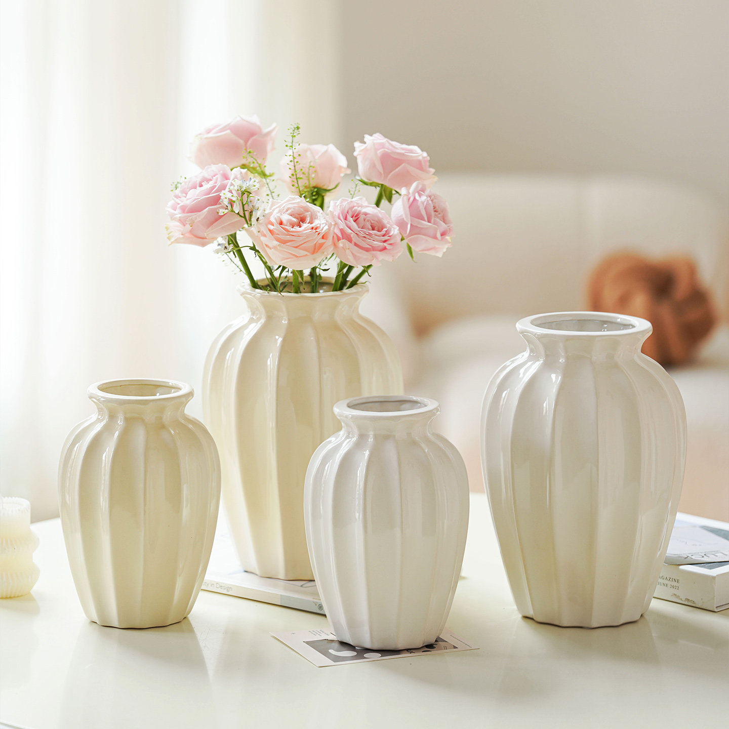 北欧创意陶瓷水培鲜花创意设计感