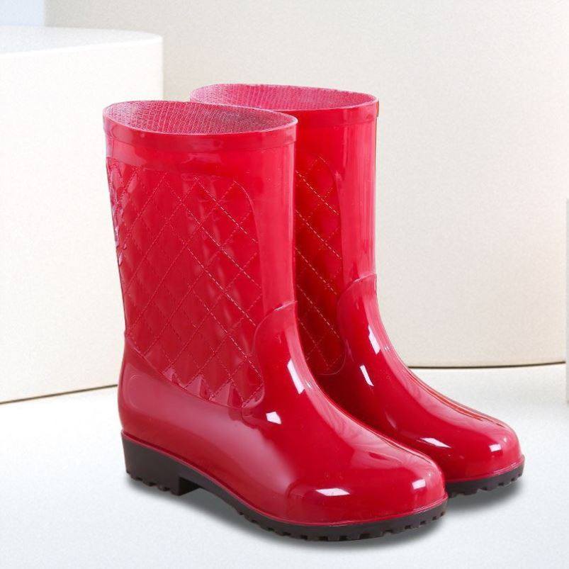 雨鞋女款中筒四季工作雨靴加棉保暖厨房厚底耐磨水靴防滑水鞋女士