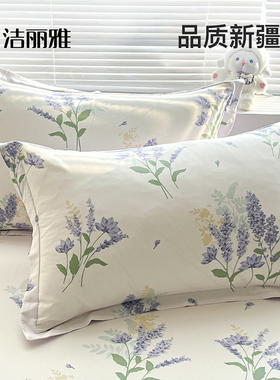 洁丽雅100全棉枕套一对装纯棉枕头套双人48cmx74cm单个枕芯内胆套