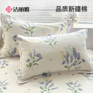 洁丽雅100全棉枕套一对装 纯棉枕头套双人48cmx74cm单个枕芯内胆套