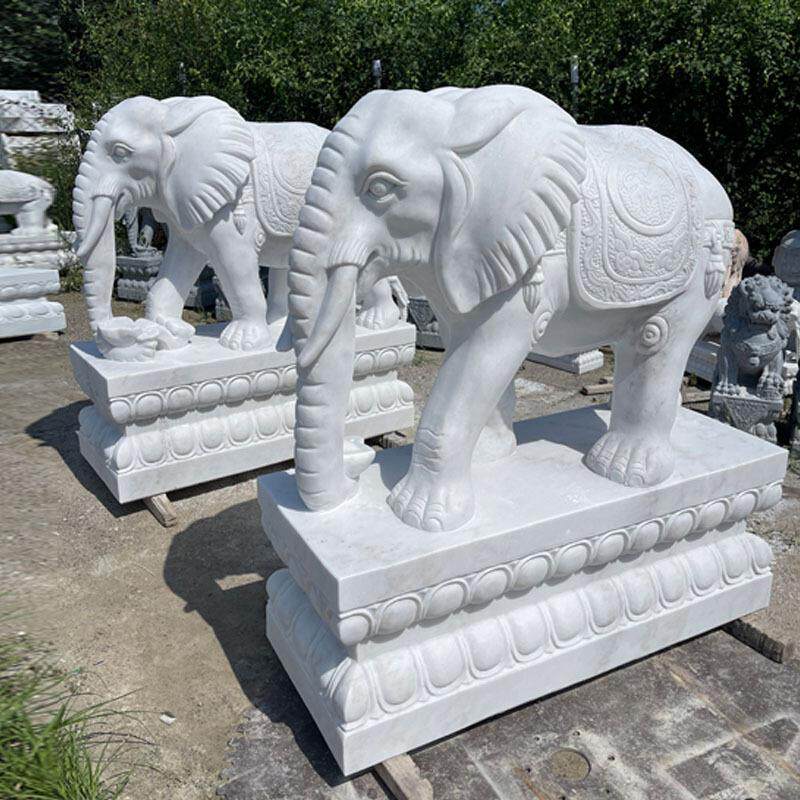 石雕大象汉白玉大象花岗岩吉祥如意石象一对公司酒店商场门口摆件