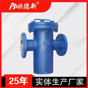 篮式过滤器直通法兰毛发收集器平口低T型碳钢不锈钢蓝式过滤器
